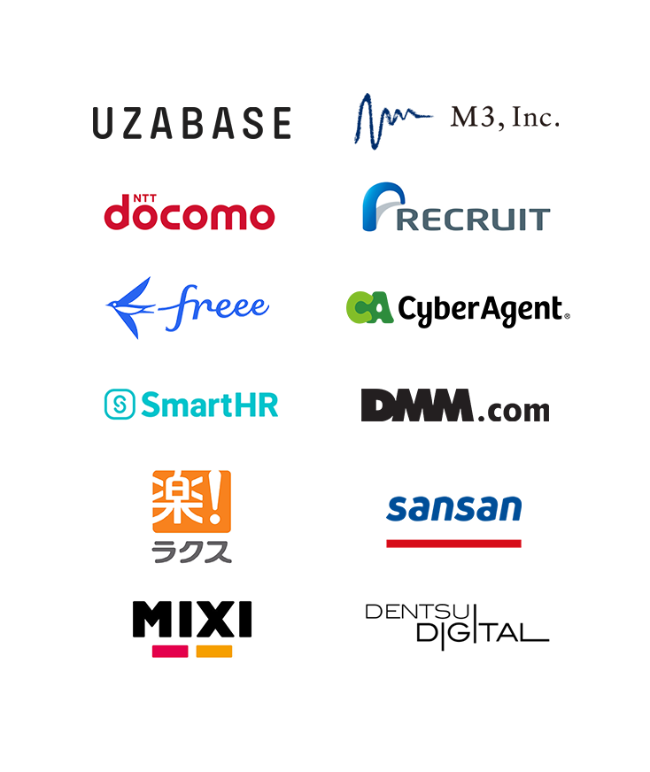 UZABASE/M3,Inc./NTTdocomo/RECRUIT/freee/CyberAgent/SmartHR/DMM.com/ラクス/